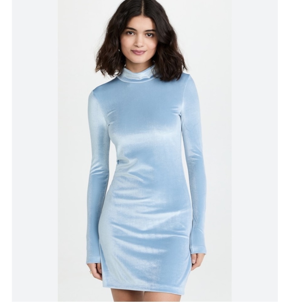 Elegant Blue Velvet Mini Dress